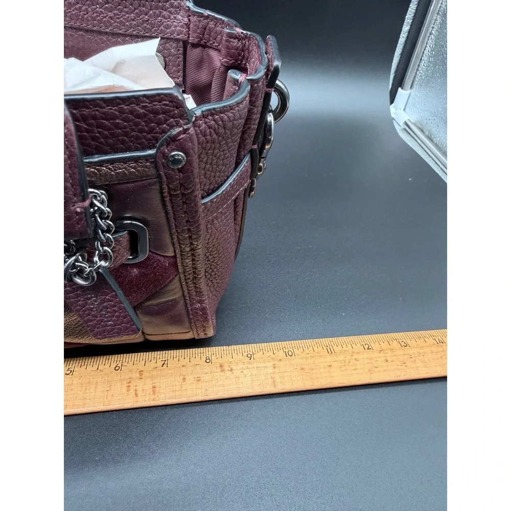 Coach Swagger 21 Patchwork Leather Suede Satchel Crossbody Bag Burgundy Oxblood‎